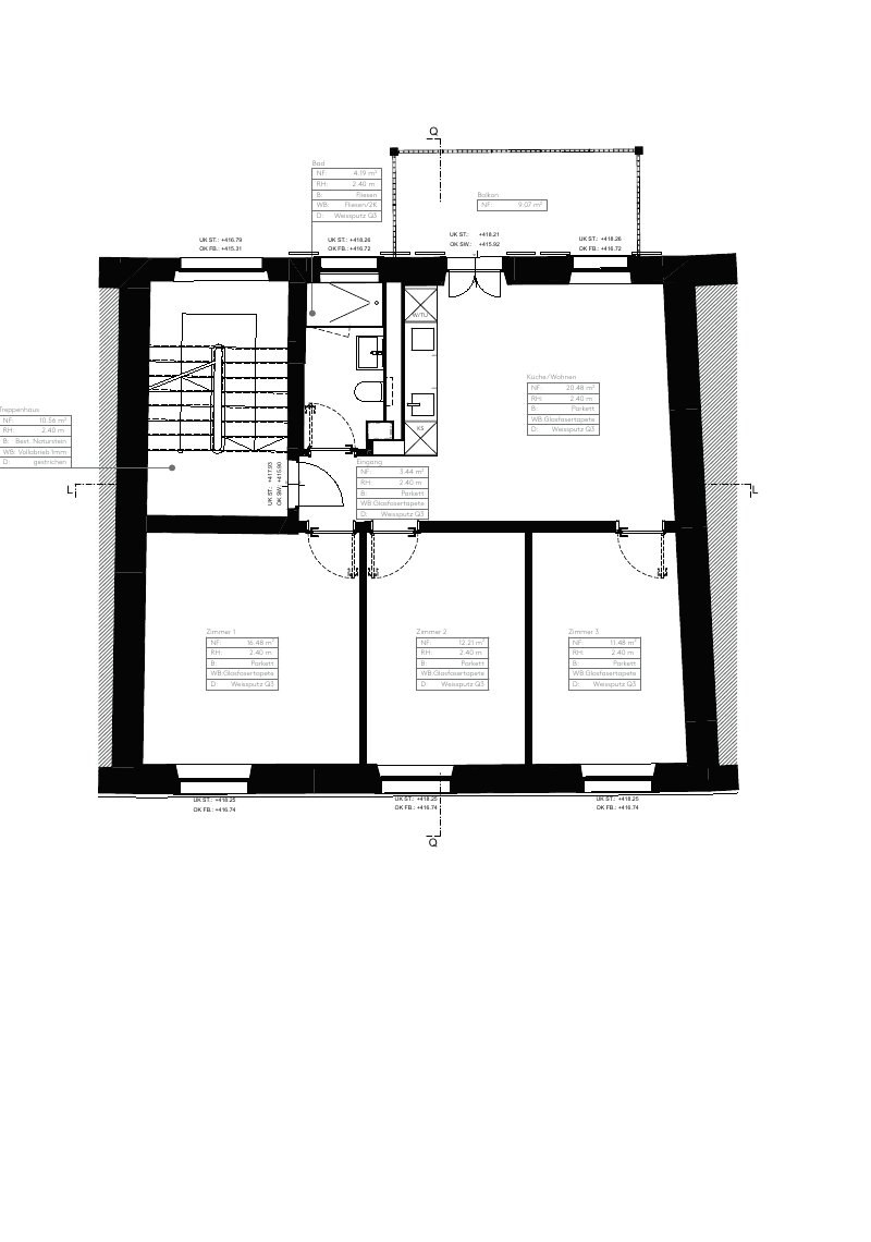 Grundriss 4‑Zimmer Wohnung · 1. Obergeschoss