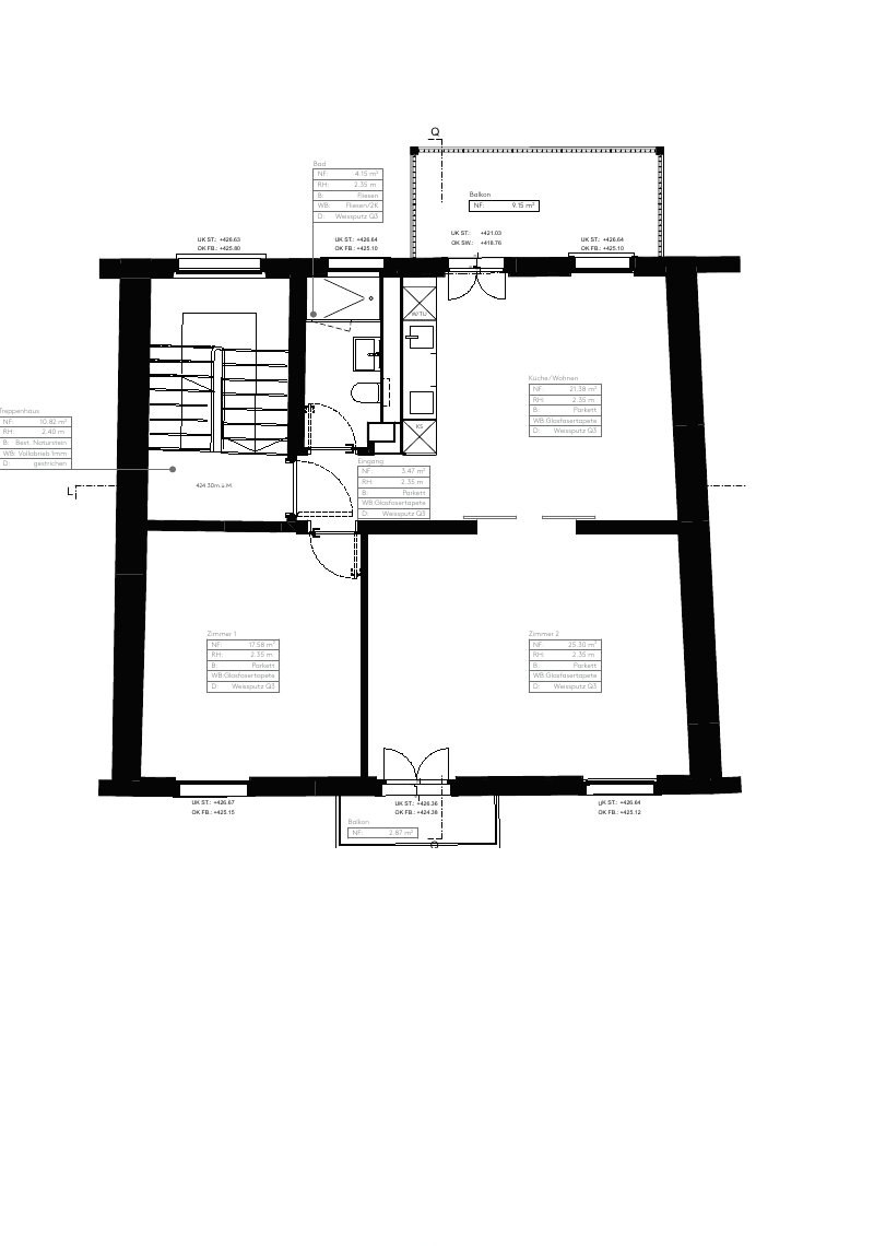 Grundriss 4‑Zimmer Wohnung · 4. Obergeschoss